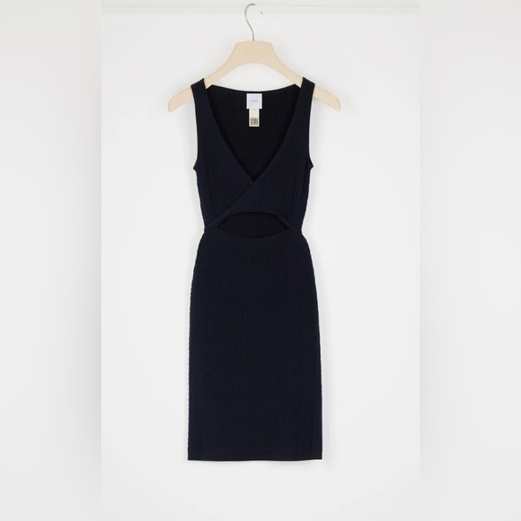 EUC Patou- Wrap Front Cable Knit Dress in Navy Blue. Size S - Picture 1 of 8